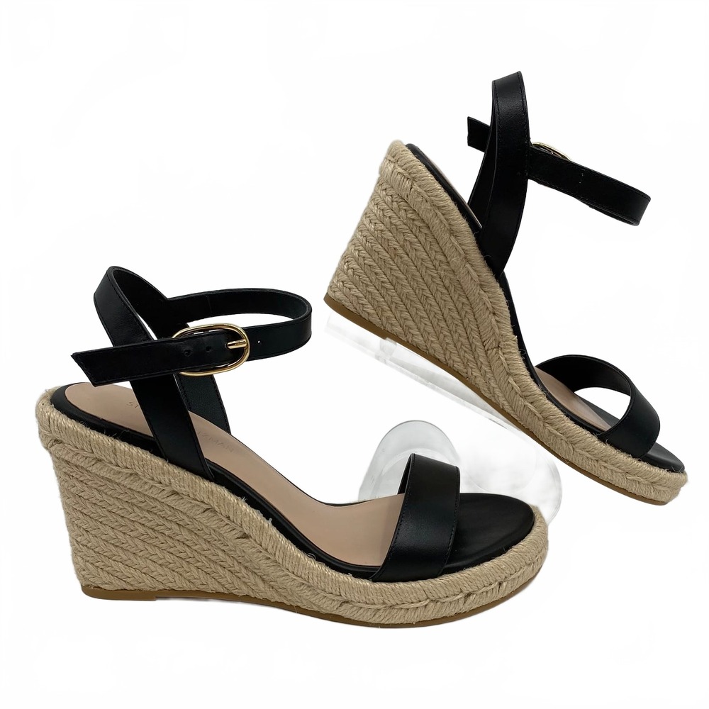 Stuart Weitzman Black Teddi Jute Wedges | Womens 5